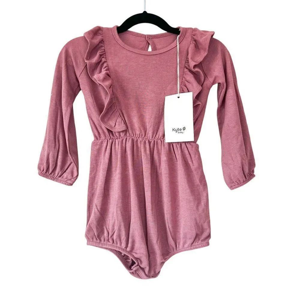 NWT! Kyte Baby Dusty Rose Ruffle Long Sleeve Bubble Romper Size 2T
